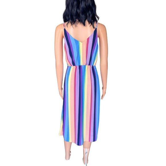 Blu Pepper Anthropologie Rainbow Stripe Flowy Midi Dress Size Small - Picture 5 of 6
